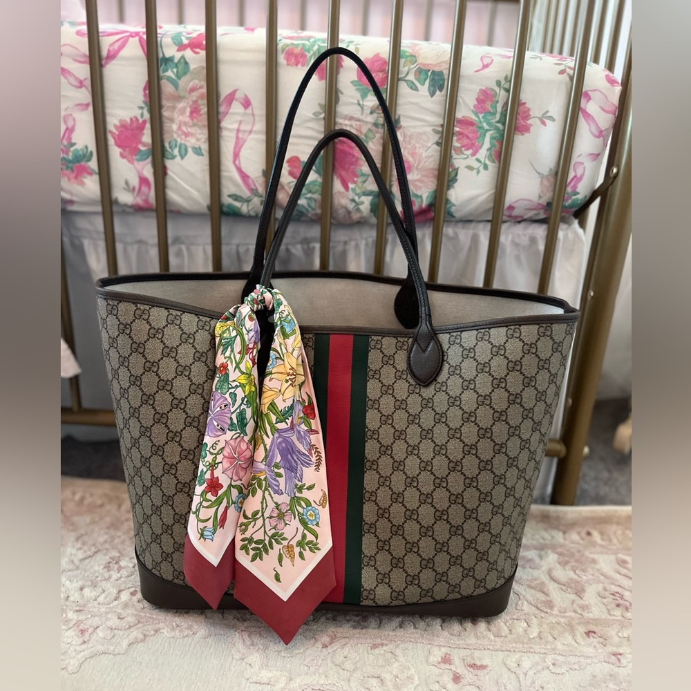 Gucci Ophidia GG Large Tote Bag with Gucci Neck Bow